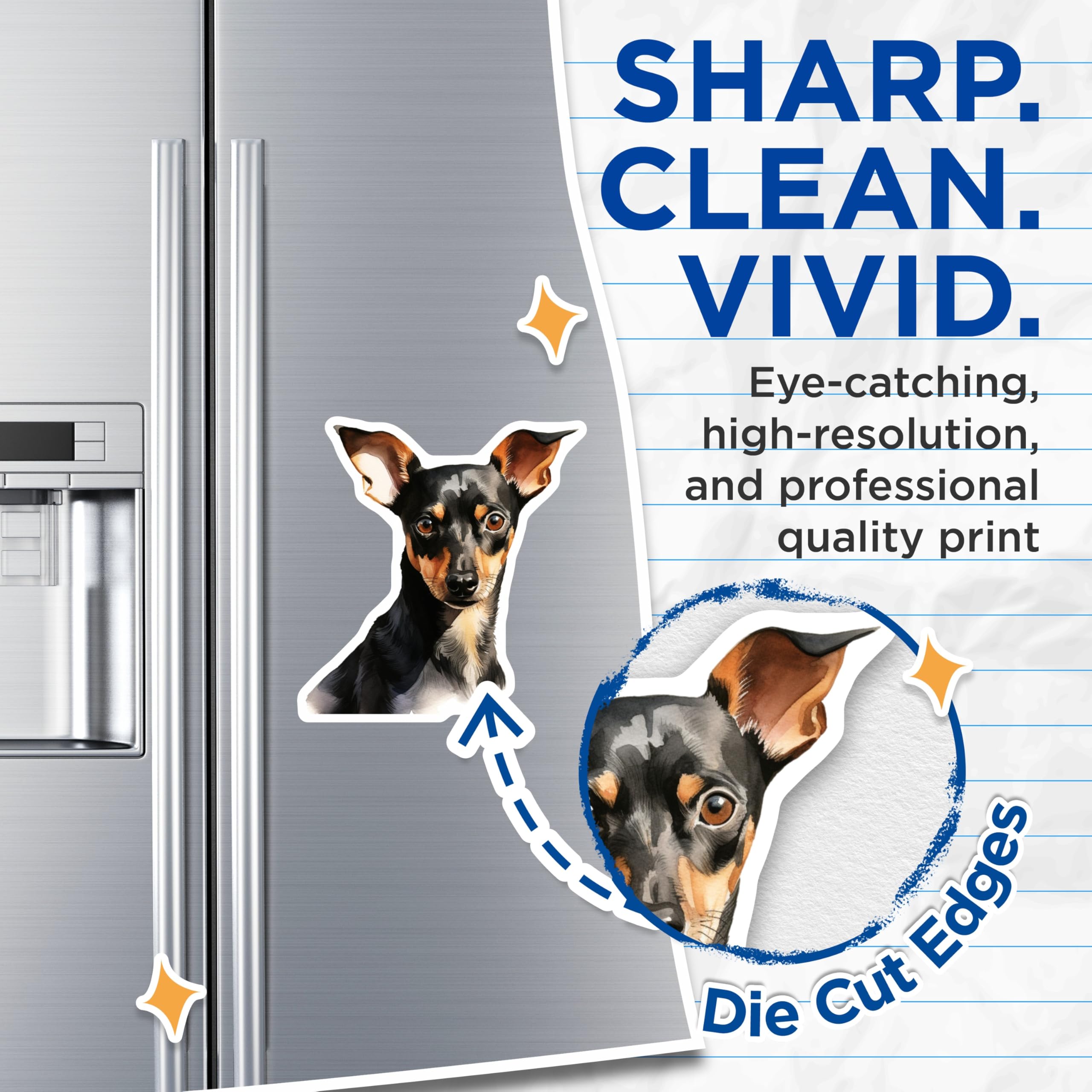 (2 Pack) Miniature Pinscher Magnets - Dog Lover Decor - Pet Portrait Art Magnets - 5 Inches On Longest Side - Thick Durable Magnet - Made in USA - MAG28287