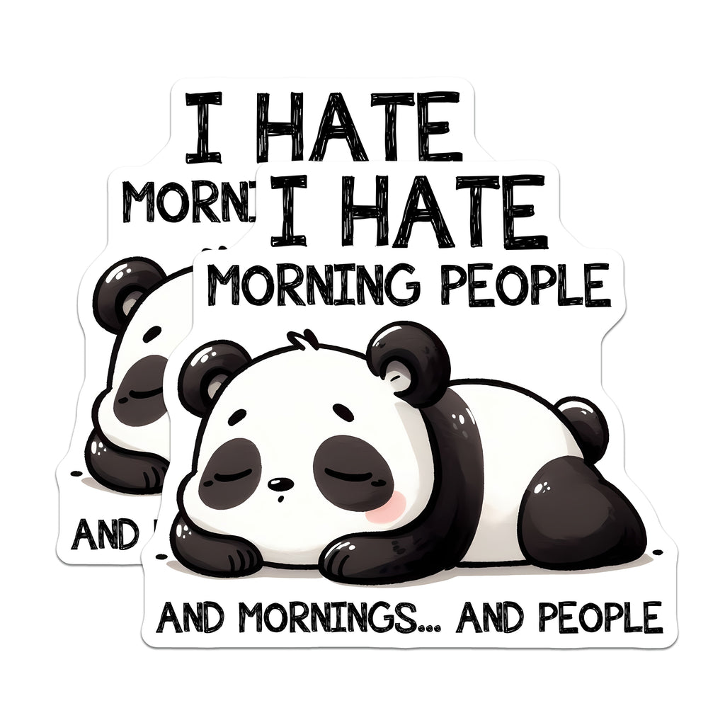 (2 Pack) I Hate Morning People Magnets - Funny Sleeping Panda - Introvert Refrigerator Decor - 5 Inches On Longest Side - Thick Durable Magnet - Made in USA - MAG39949