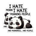 (2 Pack) I Hate Morning People Magnets - Funny Sleeping Panda - Introvert Refrigerator Decor - 5 Inches On Longest Side - Thick Durable Magnet - Made in USA - MAG39949