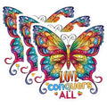 (3 Pack) Love Conquers All Decals - Butterfly Stickers - Rainbow Decal - 3 Inches On Longest Side - Easy Peel & Apply - Made in USA - 3MCS7944