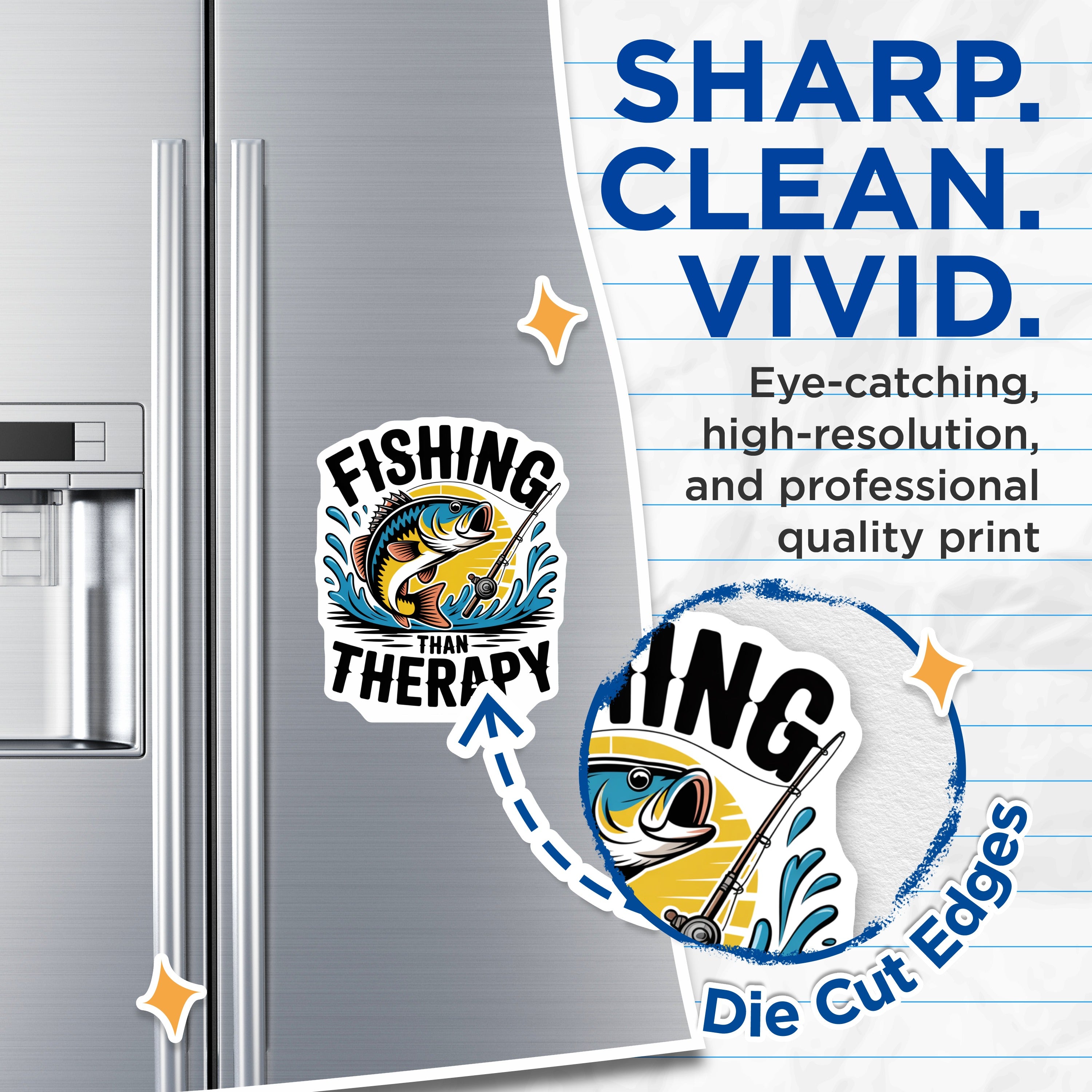(2 Pack) Fishing Than Therapy Magnets - Angler Humor Accessory - Outdoorsman Refrigerator Decor - 5 Inches On Longest Side - Thick Durable Magnet - Made in USA - MAG36177
