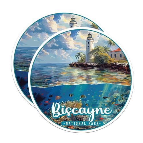 (2 Pack) Biscayne National Park Bumper Magnet - US National Park - Choose from 63 Parks - 5" On Longest Side - Decal for Car Bumper, Laptop, Water Bottle, Wall, and Window - MAG1574