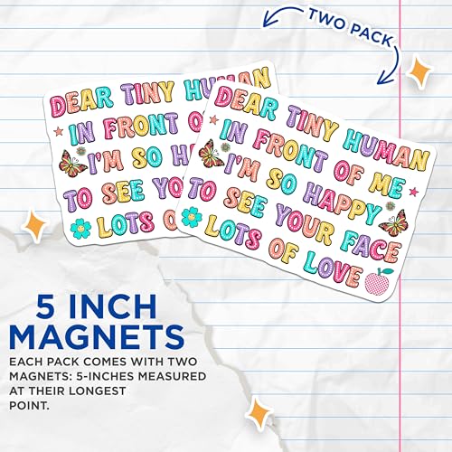 (2 Pack) Dear Tiny Human Magnets Magnets - I'm So Happy to See Your Face - Lots of Love - 5" On Longest Side - Made in USA - Sticks to Refrigerators & Metal Surfaces - MAG9122