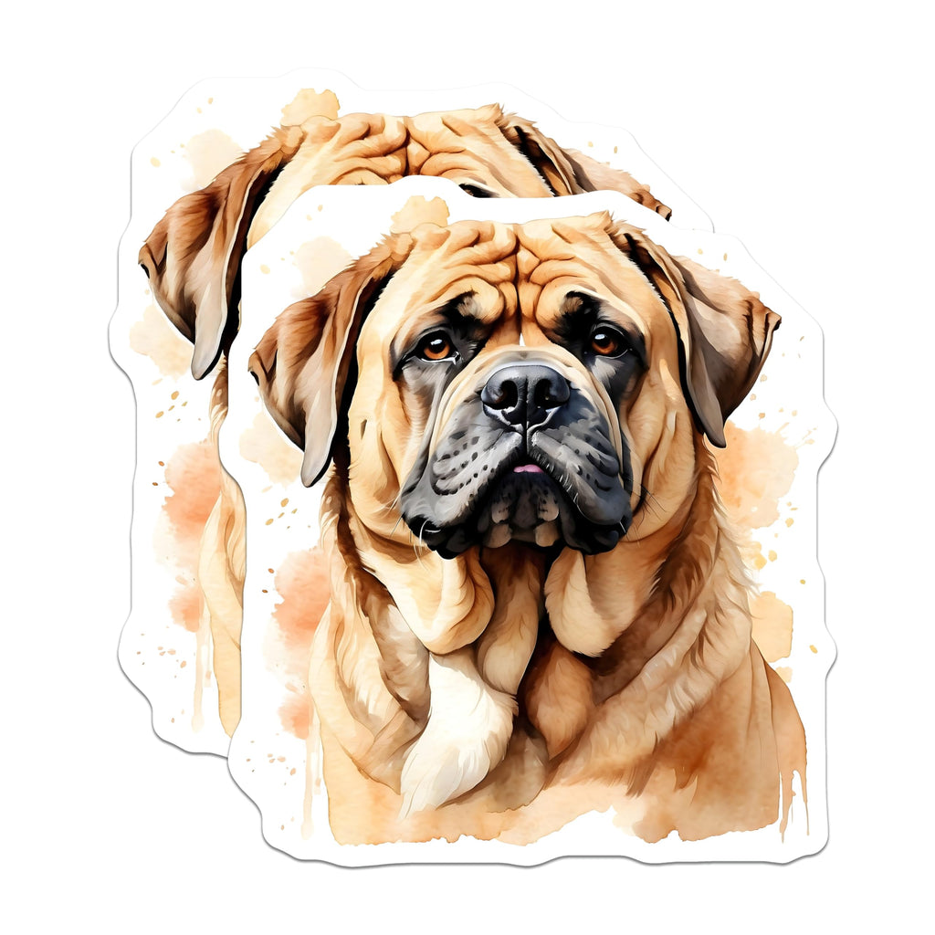 (2 Pack) Bullmastiff Stickers - Dog Breed Stickers - Cute Animal Stickers - 5" On Longest Side - Sticks to Smooth Flat Surfaces - Made in USA - BMCS14543