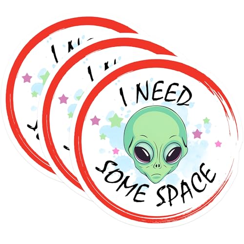 (3 Pack) Alien Decals - I Need Some Space - Laptop Decals - 3 Inches On Longest Side - Easy Peel & Apply - Made in USA - 3MCS6536