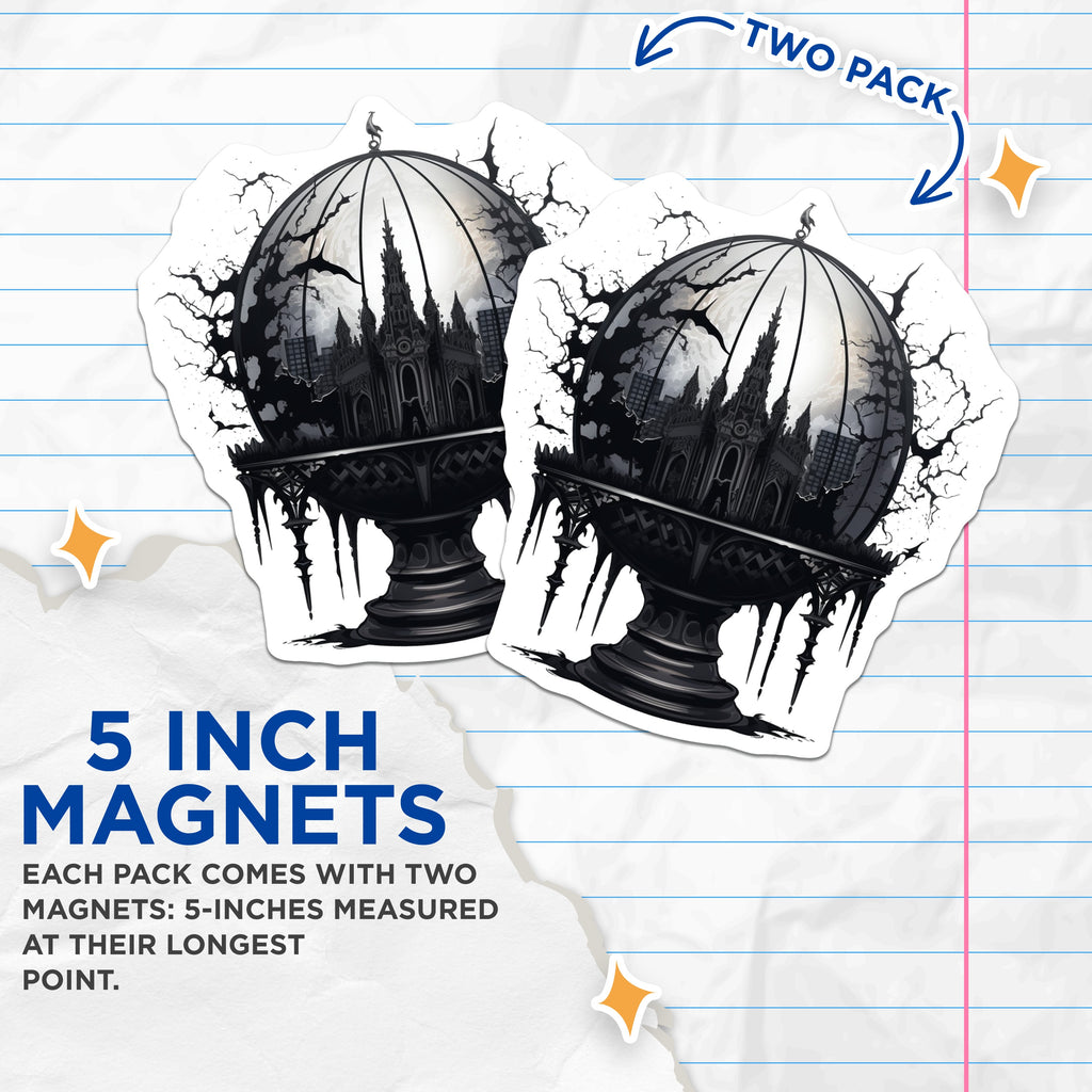 (2 Pack) Gothic Cathedral Magnets - Dark Academia Decor - Spooky Fantasy Home Art - Halloween Fridge Display - 5 Inches On Longest Side - Thick Durable Magnet - Made in USA - MAG38995