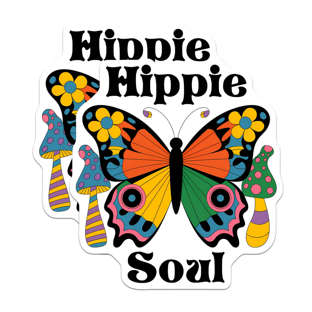 (2 Pack) Hippie Soul Magnets - Butterfly Decor - Retro Mushroom Magnets - 5" On Longest Side - Premium Magnet - for Cars, Refrigerators, Toolboxes, Lockers - Made in USA - MAG15380