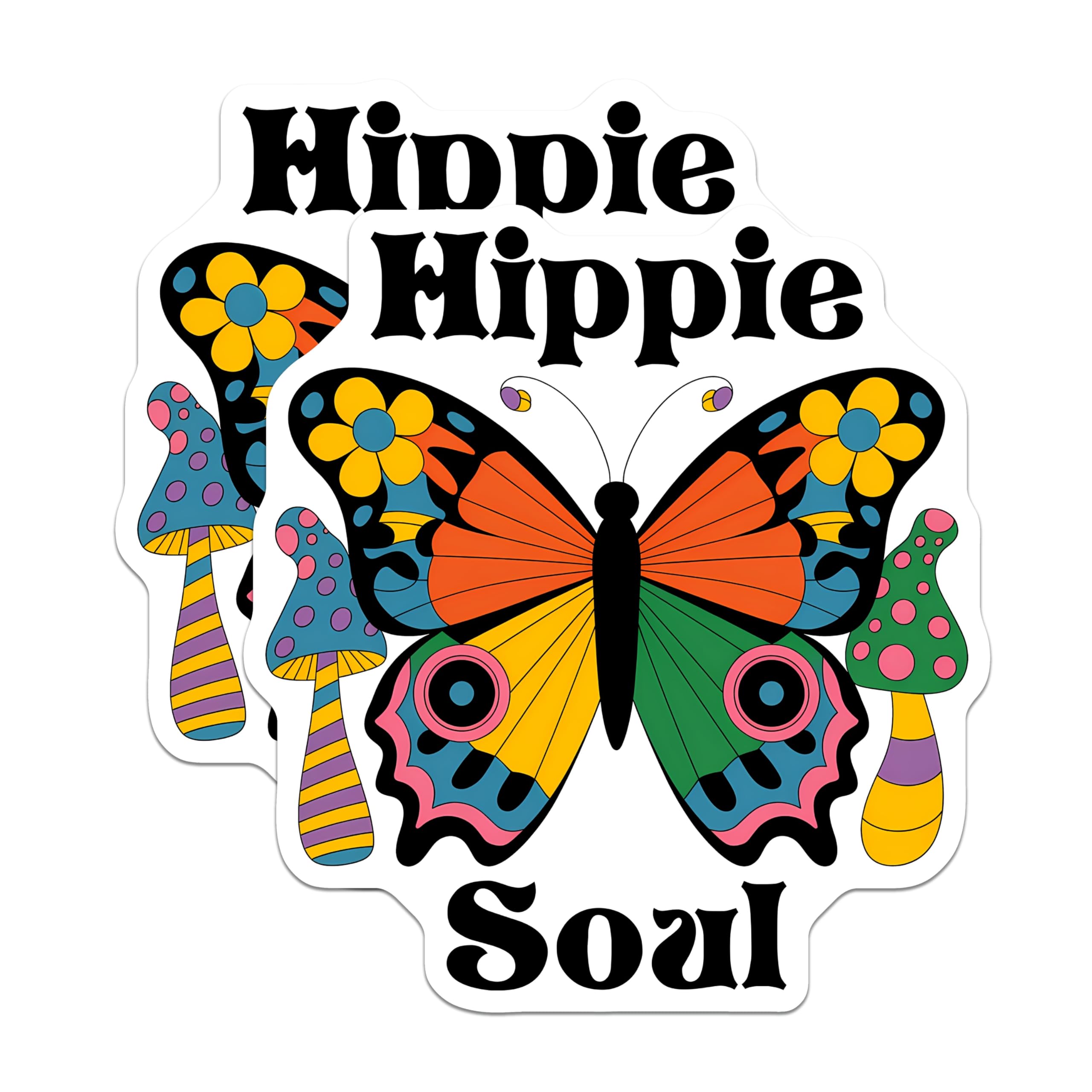 (2 Pack) Hippie Soul Magnets - Butterfly Decor - Retro Mushroom Magnets - 5" On Longest Side - Premium Magnet - for Cars, Refrigerators, Toolboxes, Lockers - Made in USA - MAG15380