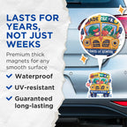 (2 Pack) 100 Days of School Magnets - Pre-K Grad Magnets - School Bus Magnets with Stop Sign Design - 5" On Longest Side - for Cars, Refrigerators, Toolboxes, Lockers - Made in USA BMCS3400