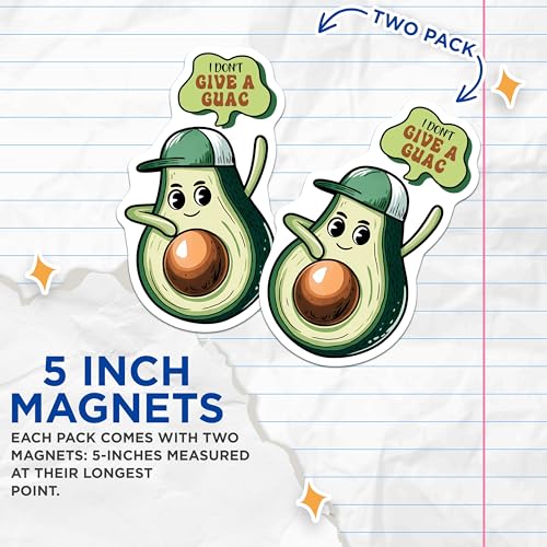(2 Pack) Avocado Magnets Magnets - Funny Avocado Art - Kitchen Decor - 5" On Longest Side - Made in USA - Sticks to Refrigerators & Metal Surfaces - MAG8388