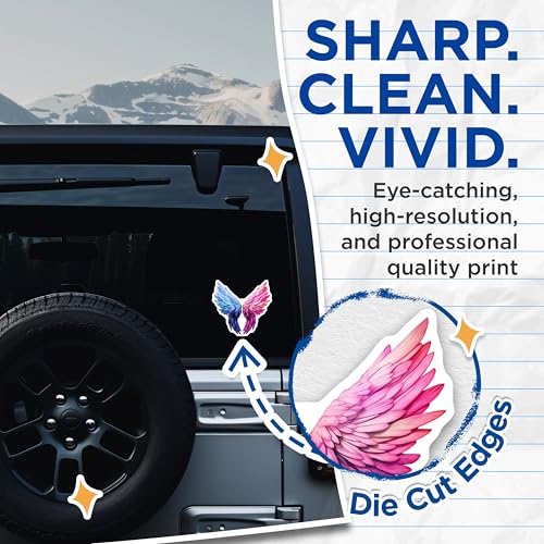 (2 Pack) Angel Wings Stickers - Gradient Wings Decal - Dual Color Wings Sticker - 5" On Longest Side - Sticks to Smooth Flat Surfaces - Made in USA - BMCS6556