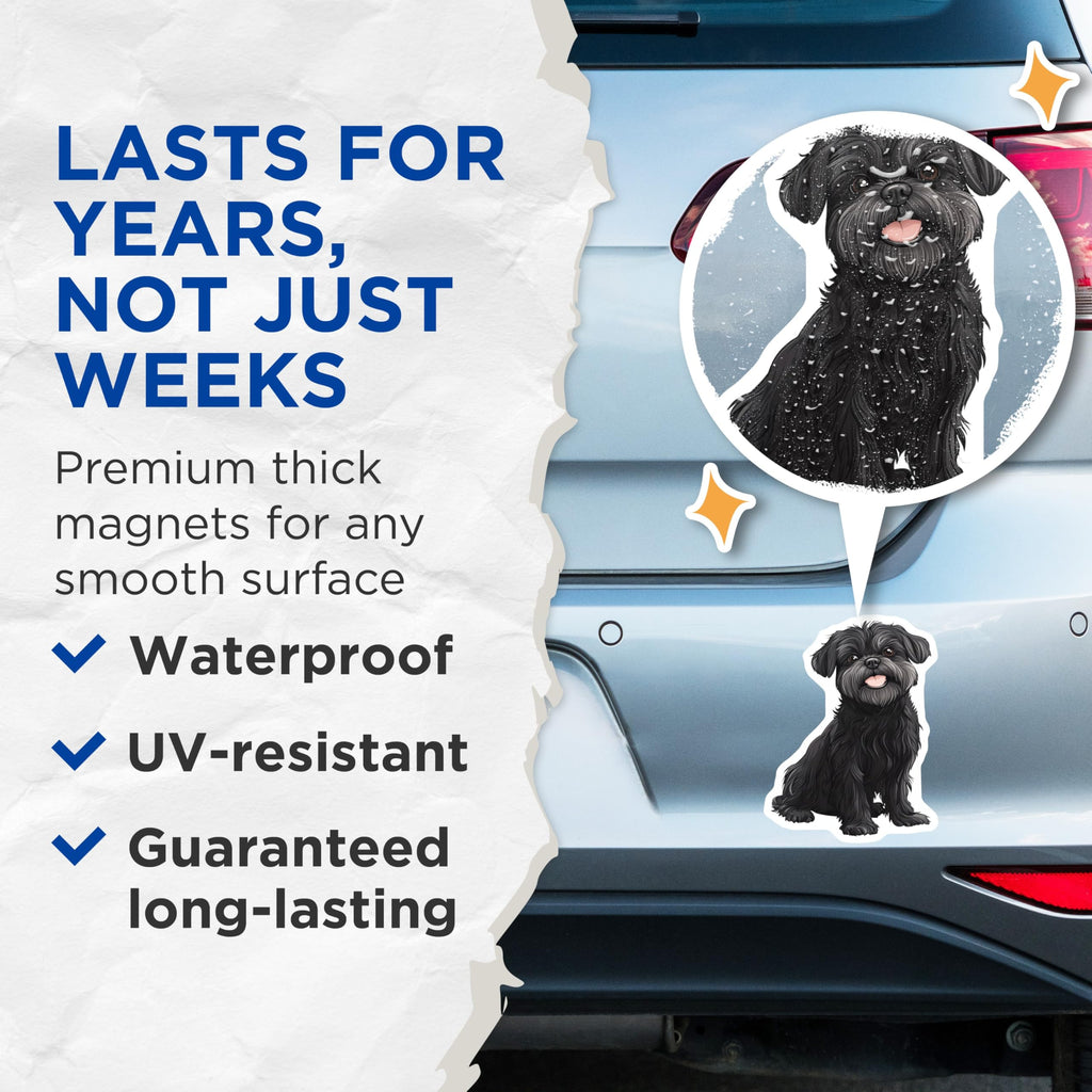 (2 Pack) Black Schnauzer Magnets - Cute Dog Art Refrigerator Decor - Pet Owner Animal Lover Accessories - 5 Inches On Longest Side - Thick Durable Magnet - Made in USA - MAG25707