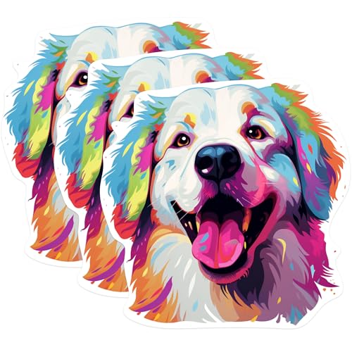 (3 Pack) Colorful Dog Decals - Pet Lover Stickers - Laptop Decals - 3 Inches On Longest Side - Easy Peel & Apply - Made in USA - 3MCS0745