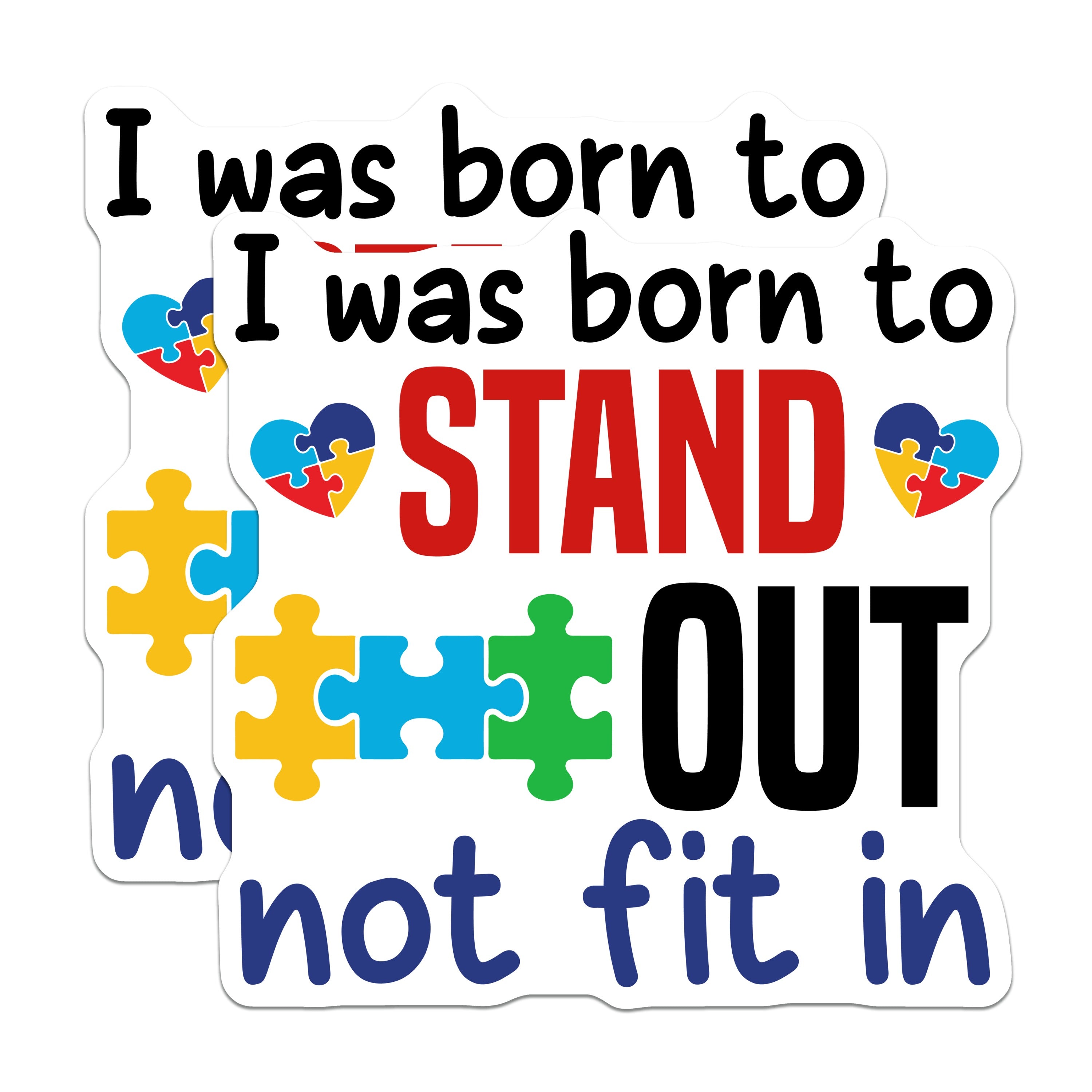 (2 Pack) Autism Awareness Magnets - Neurodiversity Acceptance - Stand Out Quote - Puzzle Heart Design - 5 Inches On Longest Side - Thick Durable Magnet - Made in USA - MAG38619
