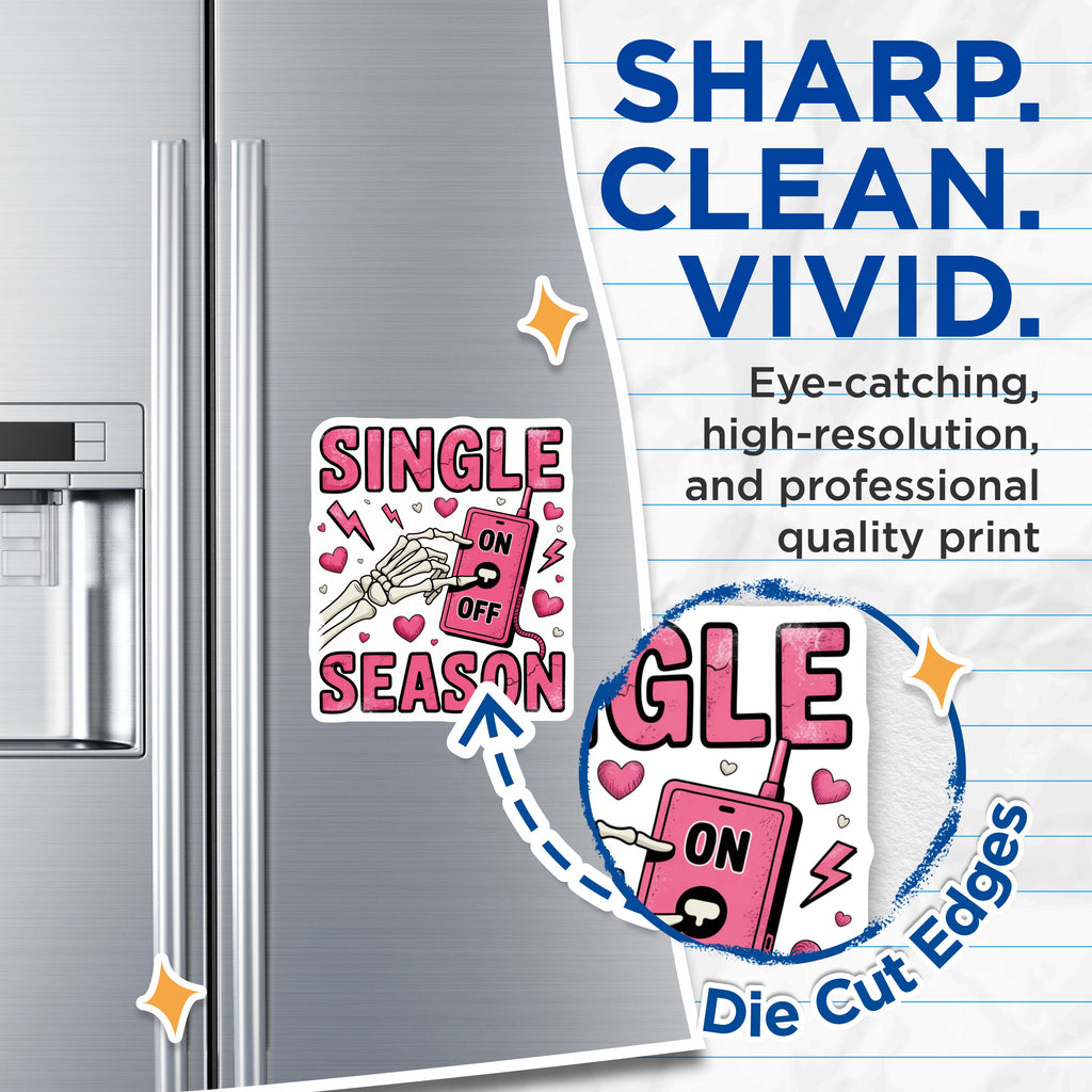 (2 Pack) Single Season Magnets - Anti Valentines Day Humor - Sarcastic Skeleton Hand Fridge Decor - Edgy Statement Piece - 5 Inches On Longest Side - Thick Durable Magnet - Made in USA - MAG38328
