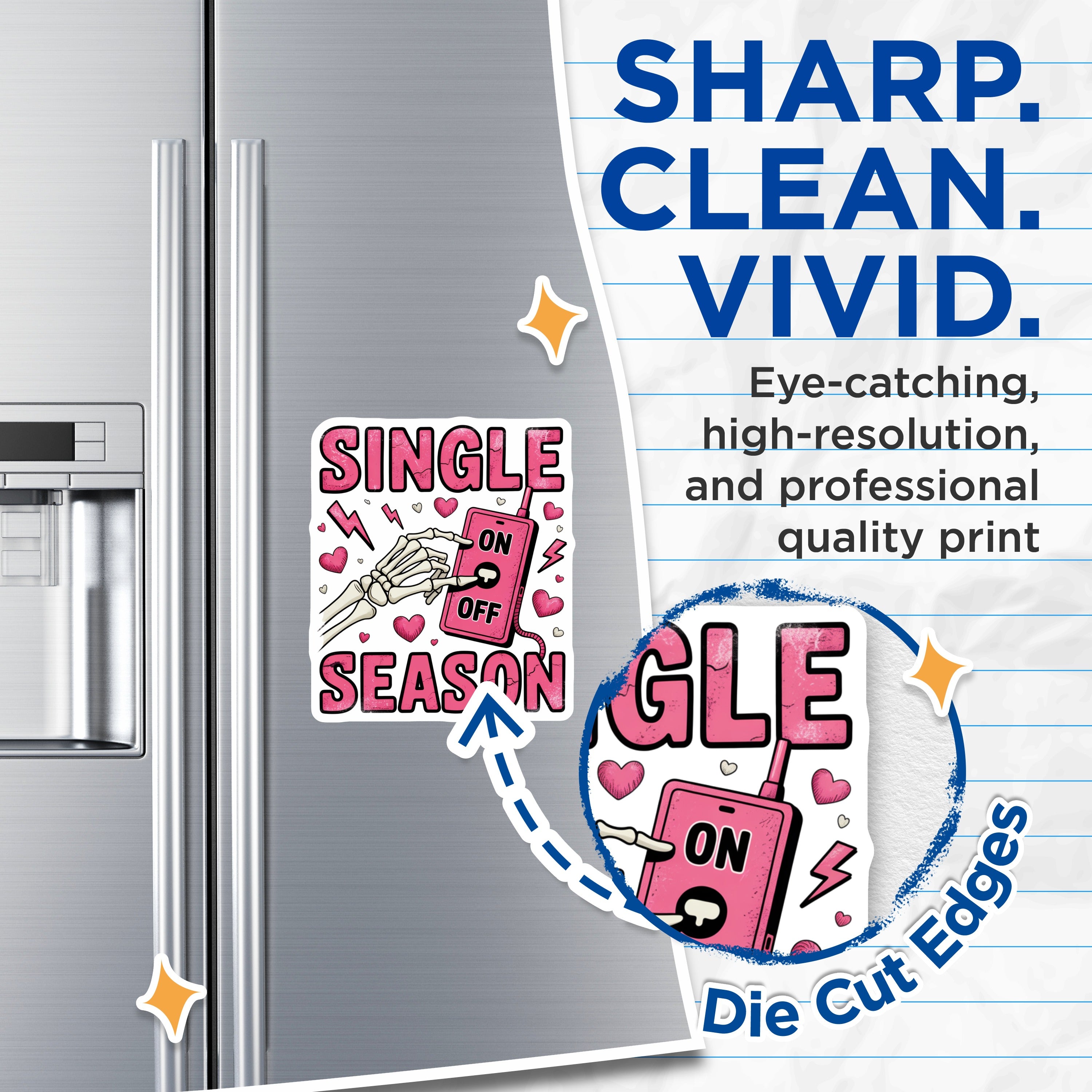 (2 Pack) Single Season Magnets - Anti Valentines Day Humor - Sarcastic Skeleton Hand Fridge Decor - Edgy Statement Piece - 5 Inches On Longest Side - Thick Durable Magnet - Made in USA - MAG38328