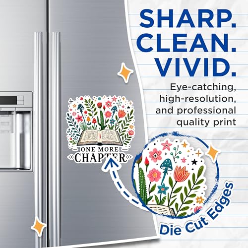 (2 Pack) One More Chapter Magnets - Book Lover Magnets - Reading Enthusiast Quote Magnets- 5" On Longest Side - for Fridges, Toolboxes, Cars - Made in USA - MAG2745