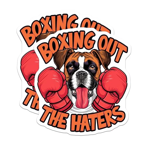 (2 Pack) Dog Boxing Stickers - Motivational Quote - Fun Dog Lover Gift - 5" On Longest Side - Sticks to Smooth Flat Surfaces - Made in USA - BMCS8530