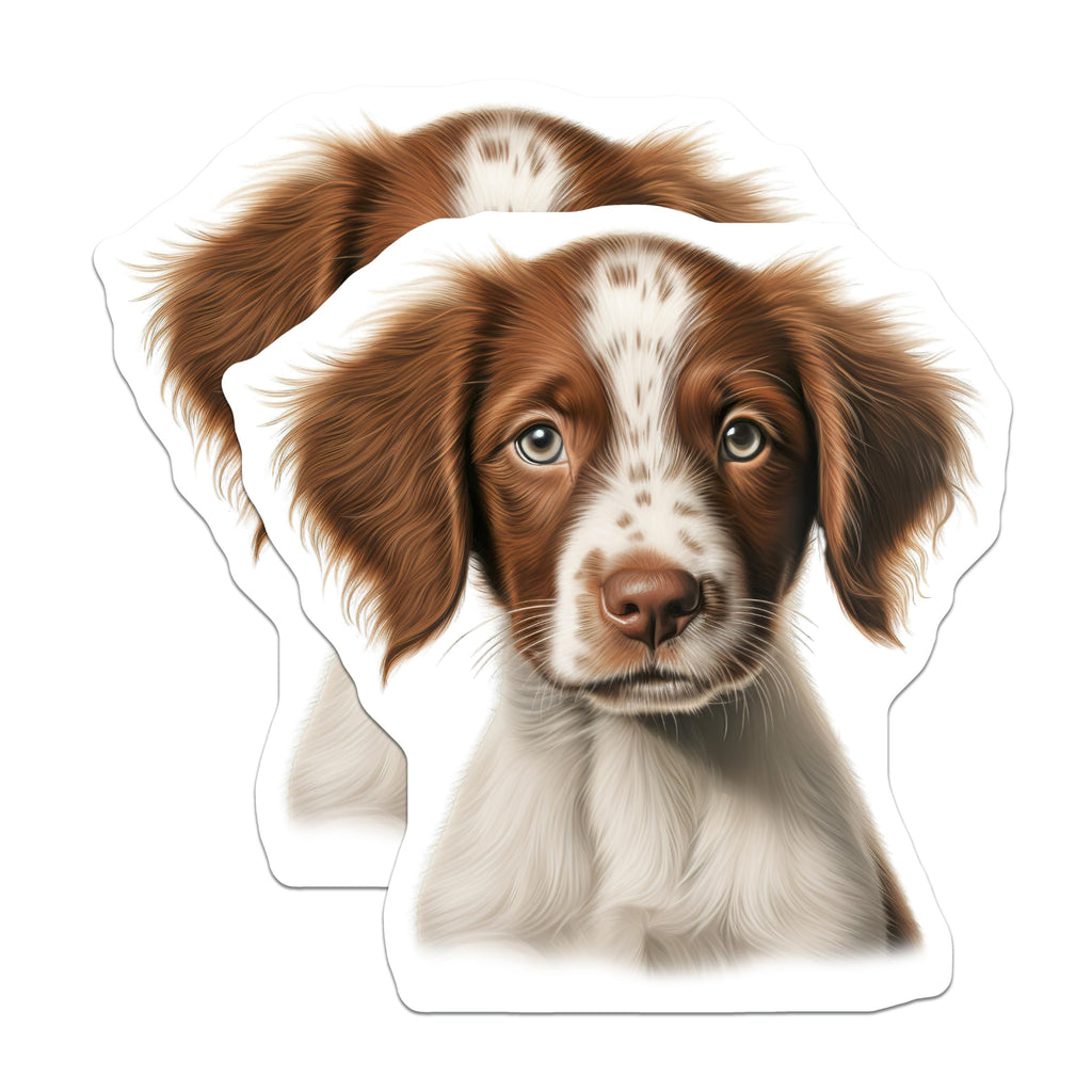 (2 Pack) Brittany Spaniel Puppy Magnets - Cute Dog Art - Pet Lover Fridge Decor - 5 Inches On Longest Side - Thick Durable Magnet - Made in USA - MAG24415