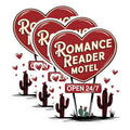 (3 Pack) Romance Reader Motel Decals - Heart Decal - Cactus Decal - 3 Inches On Longest Side - Easy Peel & Apply - Made in USA - 3MCS1818