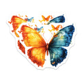 (2 Pack) Artistic Butterfly Magnets - Dual Tone Orange Blue Wings - Nature Inspired Fridge Locker Decor - 5 Inches On Longest Side - Thick Durable Magnet - Made in USA - MAG24906