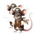(2 Pack) Pirate Mouse Stickers - Cute Animal Decal - Kids Room Decor - 5" On Longest Side - Sticks to Smooth Flat Surfaces - Made in USA - BMCS7156