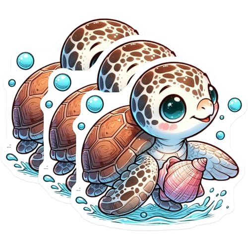 (3 Pack) Turtle Laptop Decals - Cute Animal Decal - Sea Turtle Decals - 3 Inches On Longest Side - Easy Peel & Apply - Made in USA - 3MCS0103