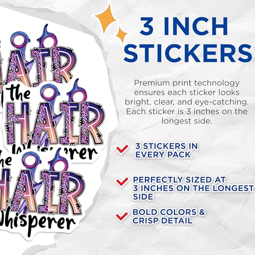 (3 Pack) Hair Whisperer Decals - Salon Decor - Hairdresser Laptop Decals - 3 Inches On Longest Side - Easy Peel & Apply - Made in USA - 3MCS6334