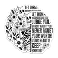 (2 Pack) Inspirational Quote Stickers - Motivational Skull Design - Floral Skeleton Art - 5" On Longest Side - Sticks to Smooth Flat Surfaces - Made in USA - BMCS6170