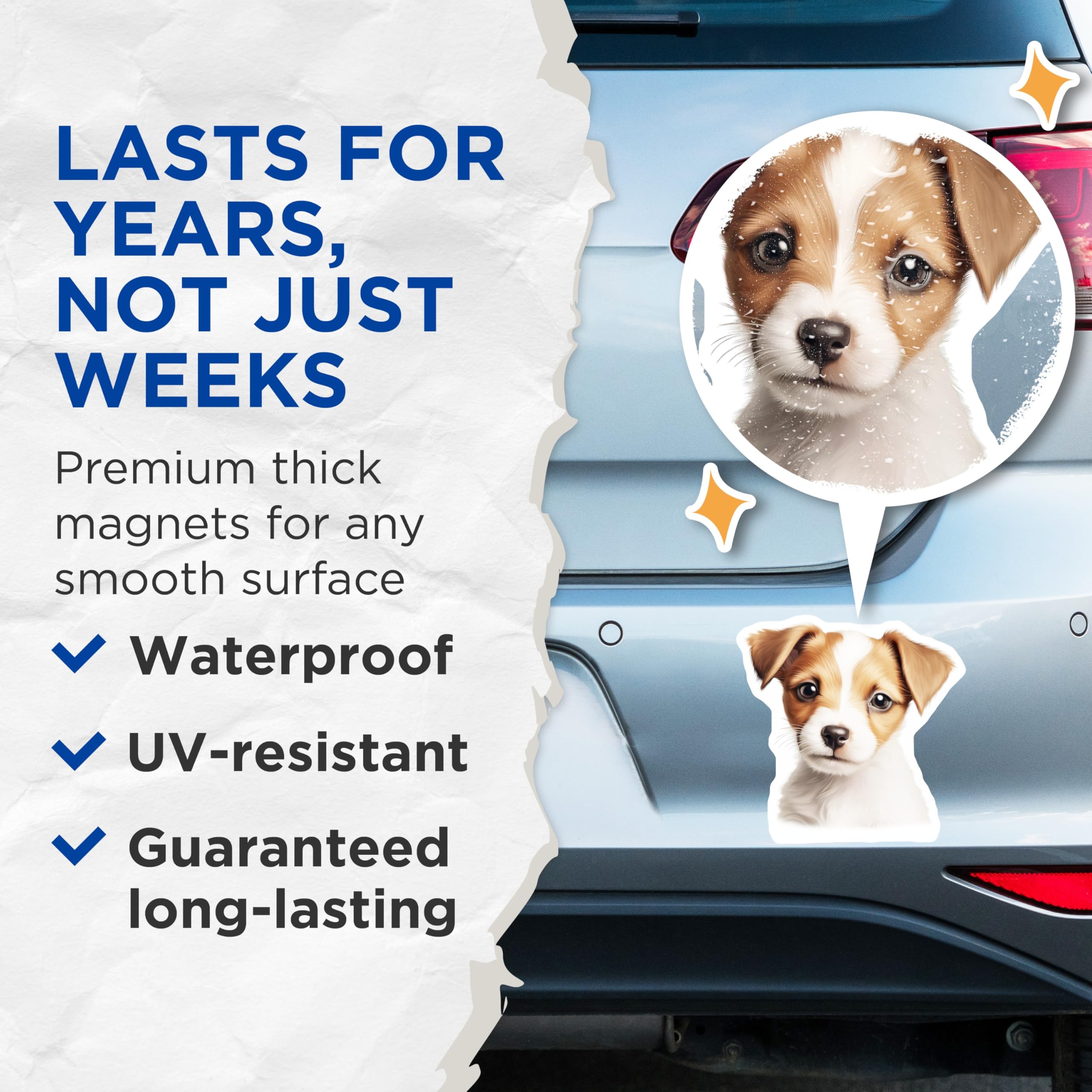 (2 Pack) Cute Puppy Magnets - Jack Russell Dog Lover Decor - Pet Parent Refrigerator Magnets - 5 Inches On Longest Side - Thick Durable Magnet - Made in USA - MAG28760