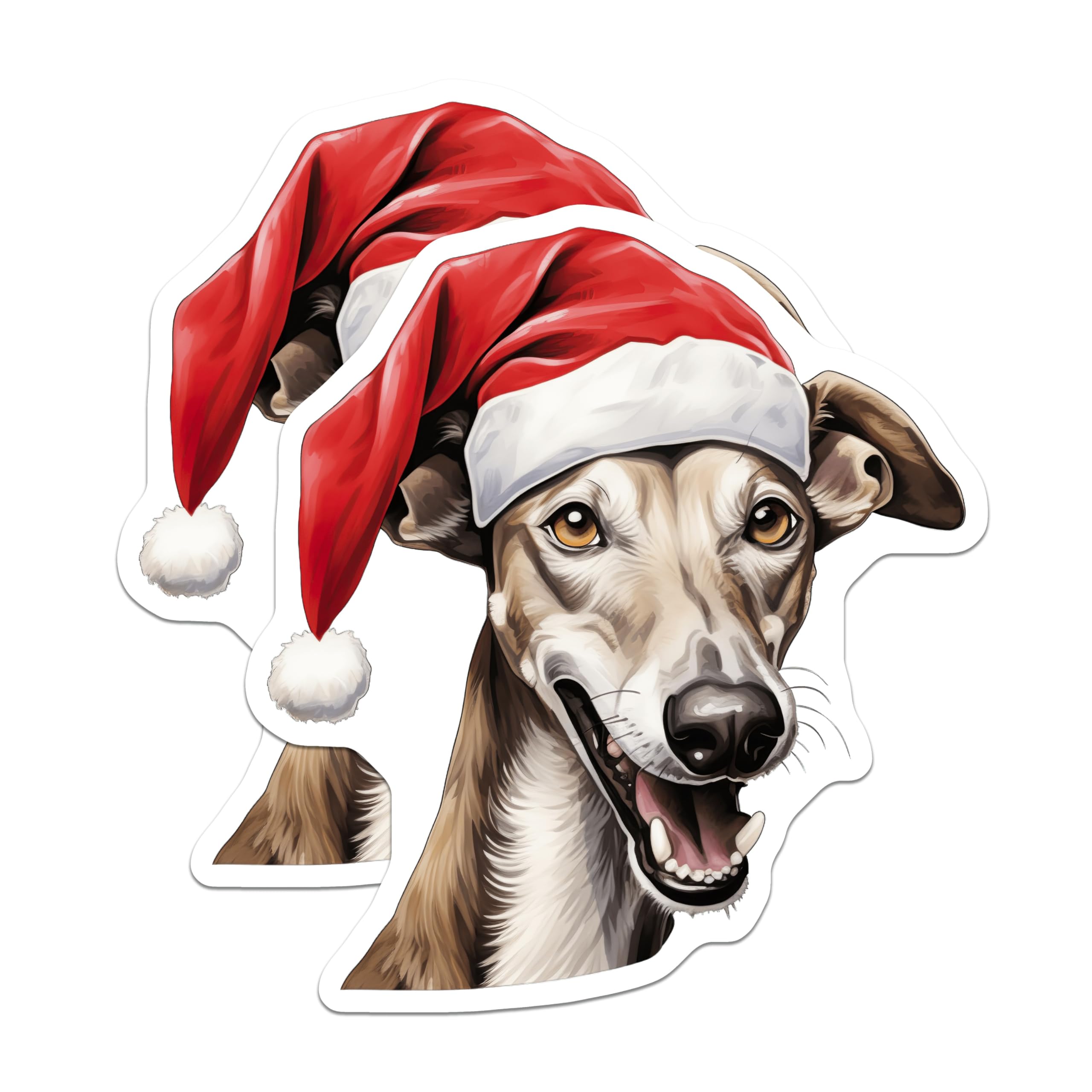 (2 Pack) Santa Whippet Magnets - Holiday Dog Decor - Christmas Pet Lover Accessory - 5 Inches On Longest Side - Thick Durable Magnet - Made in USA - MAG25385