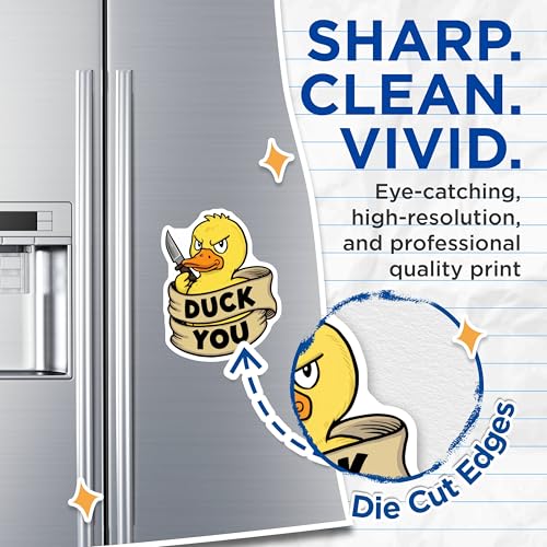 (2 Pack) Cartoon Duck Fridge Decor Magnet - 5" On Longest Side - Sticks to Smooth Flat Surfaces - Made in USA - MAG9525