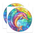 (2 Pack) Stained Glass Dolphin Magnets - Vibrant Ocean Decor - Marine Animal Art - 5 Inches On Longest Side - Thick Durable Magnet - Made in USA - MAG25083