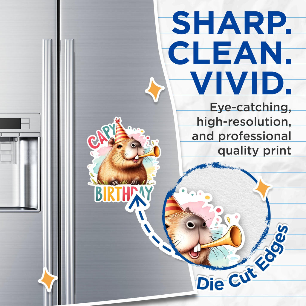(2 Pack) Capybara Birthday Magnets - Cute Capybara Party Magnets - Fun Animal Birthday Decor Magnets- 5" On Longest Side - for Fridges, Toolboxes, Cars - Made in USA - MAG2673