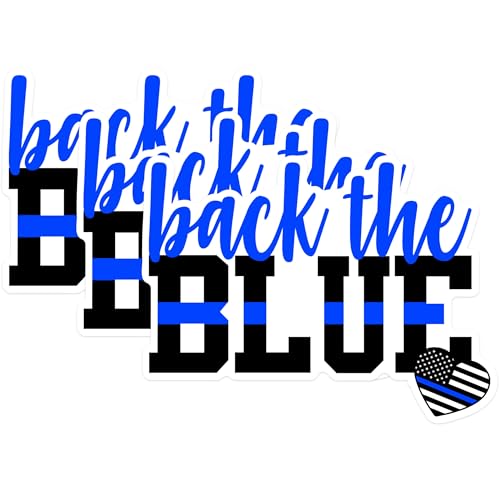 (3 Pack) Back The Blue Decals - Police Support - Thin Blue Line Decal - 3 Inches On Longest Side - Easy Peel & Apply - Made in USA - 3MCS1311