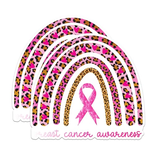 (2 Packs) Breast Cancer Awareness Stickers - Pink Ribbon Fight Cancer Decals - 5 Inches On Longest Side - Premium Vinyl Decal - Sticks to Any Smooth Flat Surface - Made in USA - BMCS2384