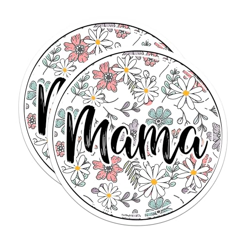 (2 Pack) Mama Stickers - Floral Stickers - Mommy Decals for Scrapbooking Journaling and Crafting - 5" On Longest Side - Sticks to Smooth Flat Surfaces - Made in USA - BMCS6177