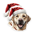 (2 Pack) Christmas Labrador Magnets - Santa Hat Dog Decor - Pet Refrigerator Art - 5 Inches On Longest Side - Thick Durable Magnet - Made in USA - MAG30276