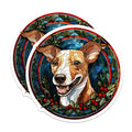 (2 Pack) Jack Russell Terrier Magnets - Stained Glass Dog Art - Christmas Holiday Fridge Decor - 5 Inches On Longest Side - Thick Durable Magnet - Made in USA - MAG25621