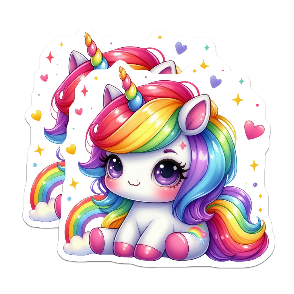 (2 Pack) Kawaii Unicorn Magnets - Cute Rainbow Fantasy Decor - Magical Animal Refrigerator Magnet - Kids Whiteboard Decoration - 5" - Thick Durable Magnet - Made in USA - MAG39437