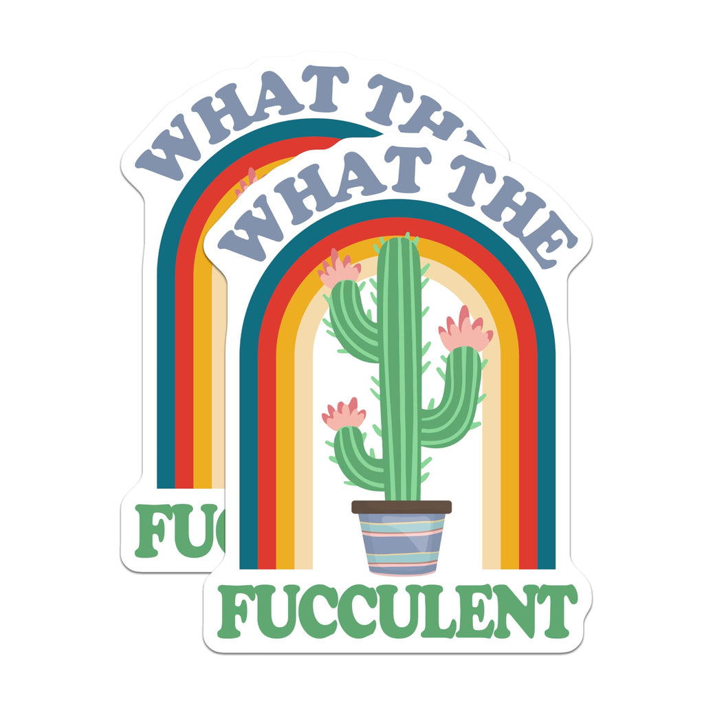 (2 Pack) What The Fucculent Magnets - Funny Cactus Rainbow Magnets - Plant Lover Decor - 5" On Longest Side - Premium Magnet - for Cars, Refrigerators, Toolboxes, Lockers - Made in USA - MAG17931
