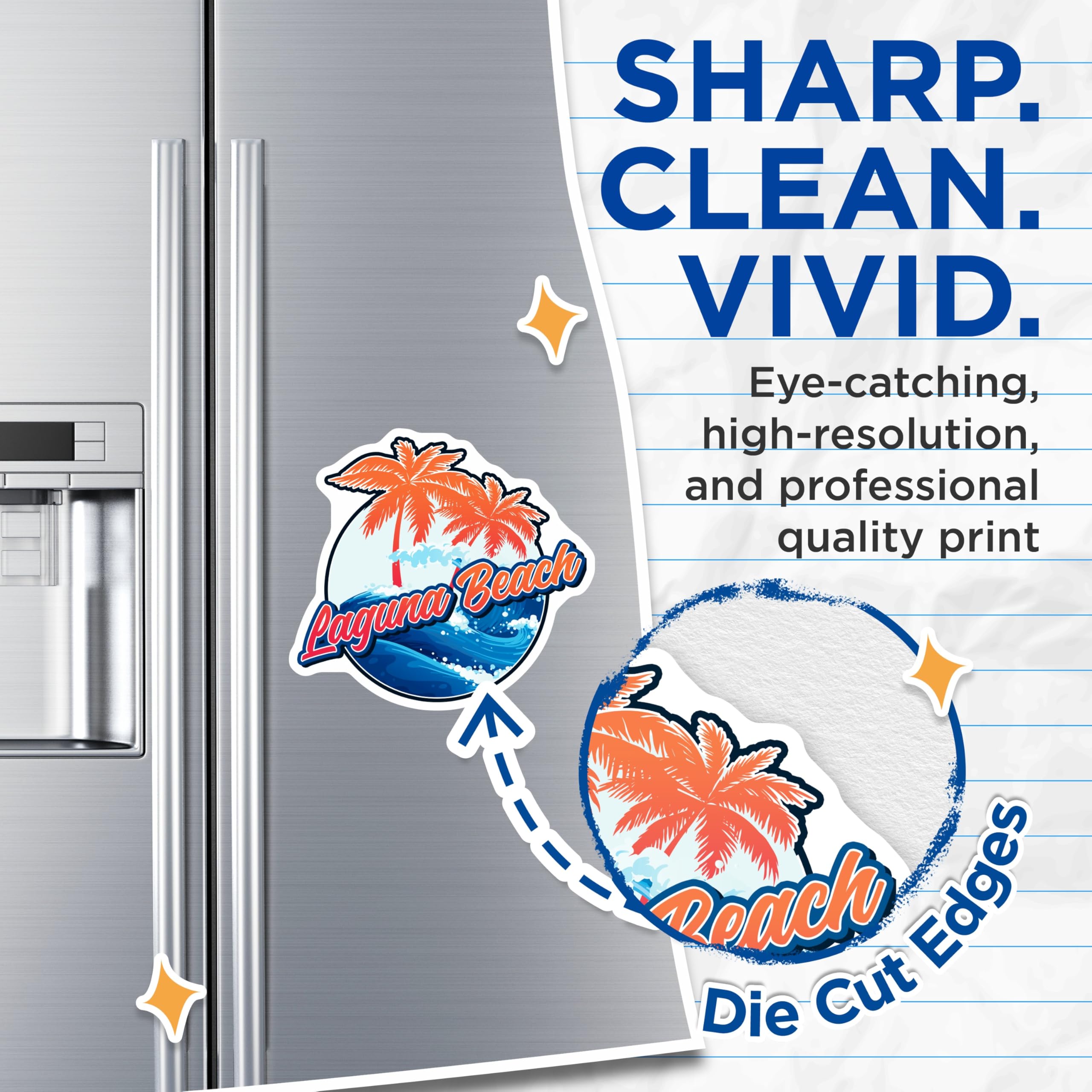 (2 Pack) Laguna Beach Magnets - Tropical Palm Tree Scene - Souvenir Fridge Magnets - 5" On Longest Side - Premium Magnet - for Cars, Refrigerators, Toolboxes, Lockers - Made in USA - MAG18220