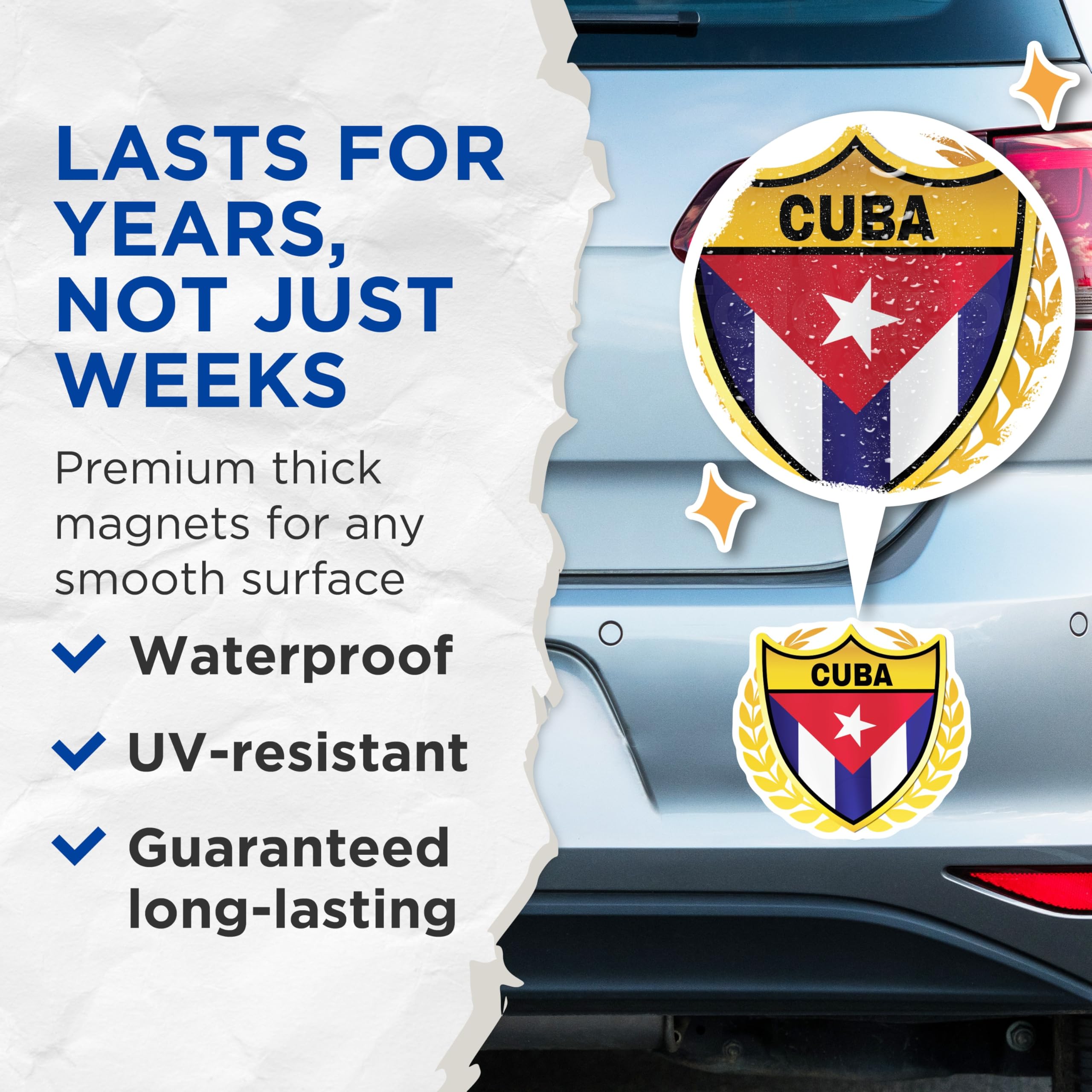 (2 Pack) Cuba Flag Magnets - Cuban Pride Decor - Souvenir Magnet Set - 5" On Longest Side - Premium Magnet - for Cars, Refrigerators, Toolboxes, Lockers - Made in USA - MAG18305