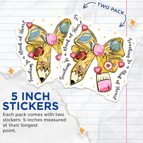 (2 Pack) Teaching Stickers - Teacher Appreciation Stickers - Classroom Decor Stickers - 5" On Longest Side - Sticks to Any Smooth Flat Surface - Made in USA - BMCS3583