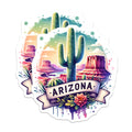 (2 Pack) Arizona Stickers - Cactus Art - Desert Landscape Stickers - 5" On Longest Side - Sticks to Smooth Flat Surfaces - Made in USA - BMCS6821