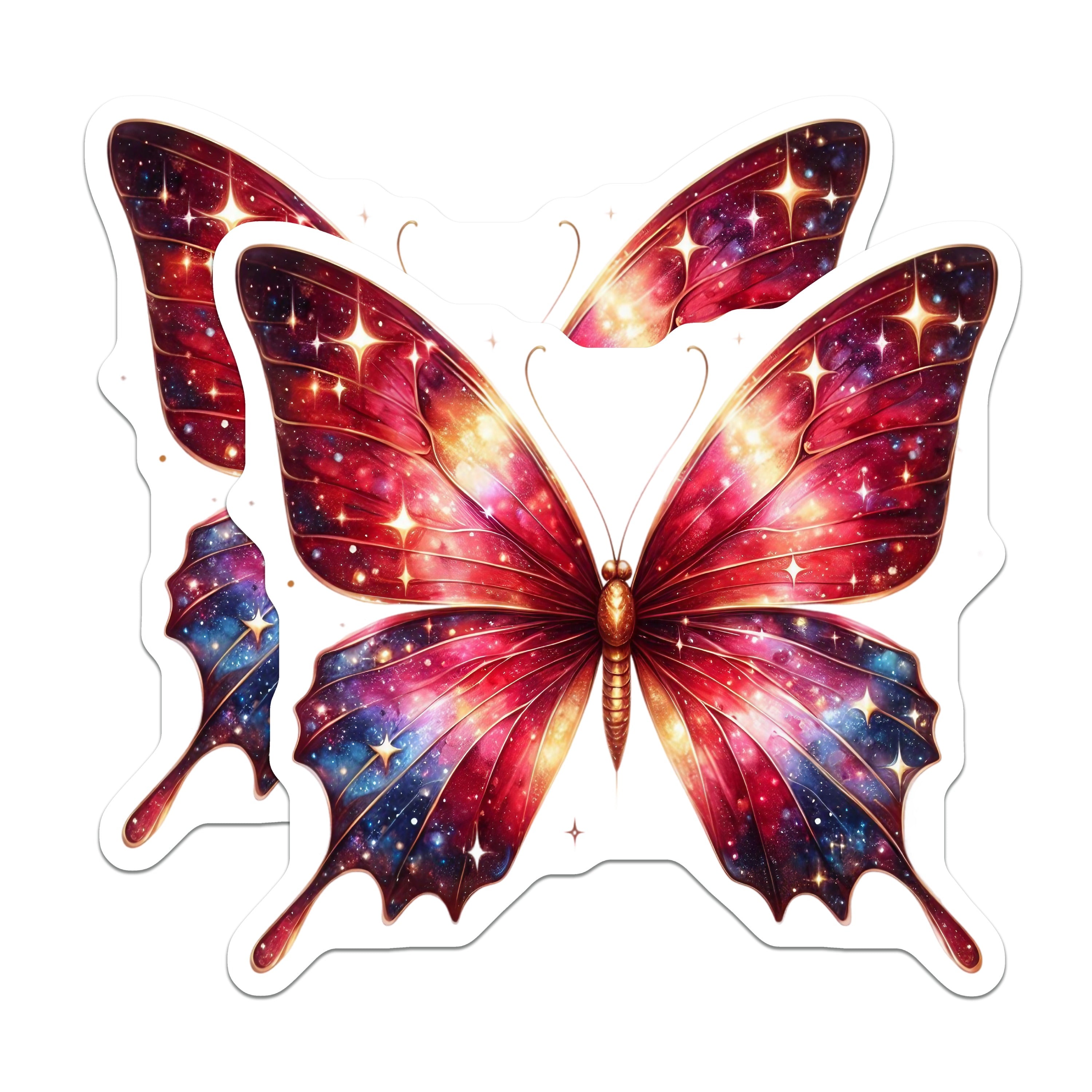 (2 Pack) Galaxy Butterfly Magnets - Cosmic Celestial Decor - Vibrant Ethereal Nature Art - 5 Inches On Longest Side - Thick Durable Magnet - Made in USA - MAG38656