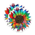 (2 Pack) Colorful Sunflower Stickers - Rainbow Flower - Bright Vinyl Decals for Laptop Water Bottle - 5" On Longest Side - Sticks to Smooth Flat Surfaces - Made in USA - BMCS5688