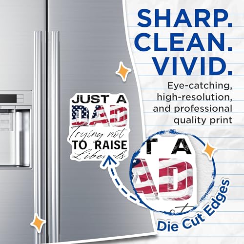 (2 Pack) Dad Patriotic Magnets Magnets - Fatherhood Humor - Dad Jokes - 5" On Longest Side - Made in USA - Sticks to Refrigerators & Metal Surfaces - MAG8934