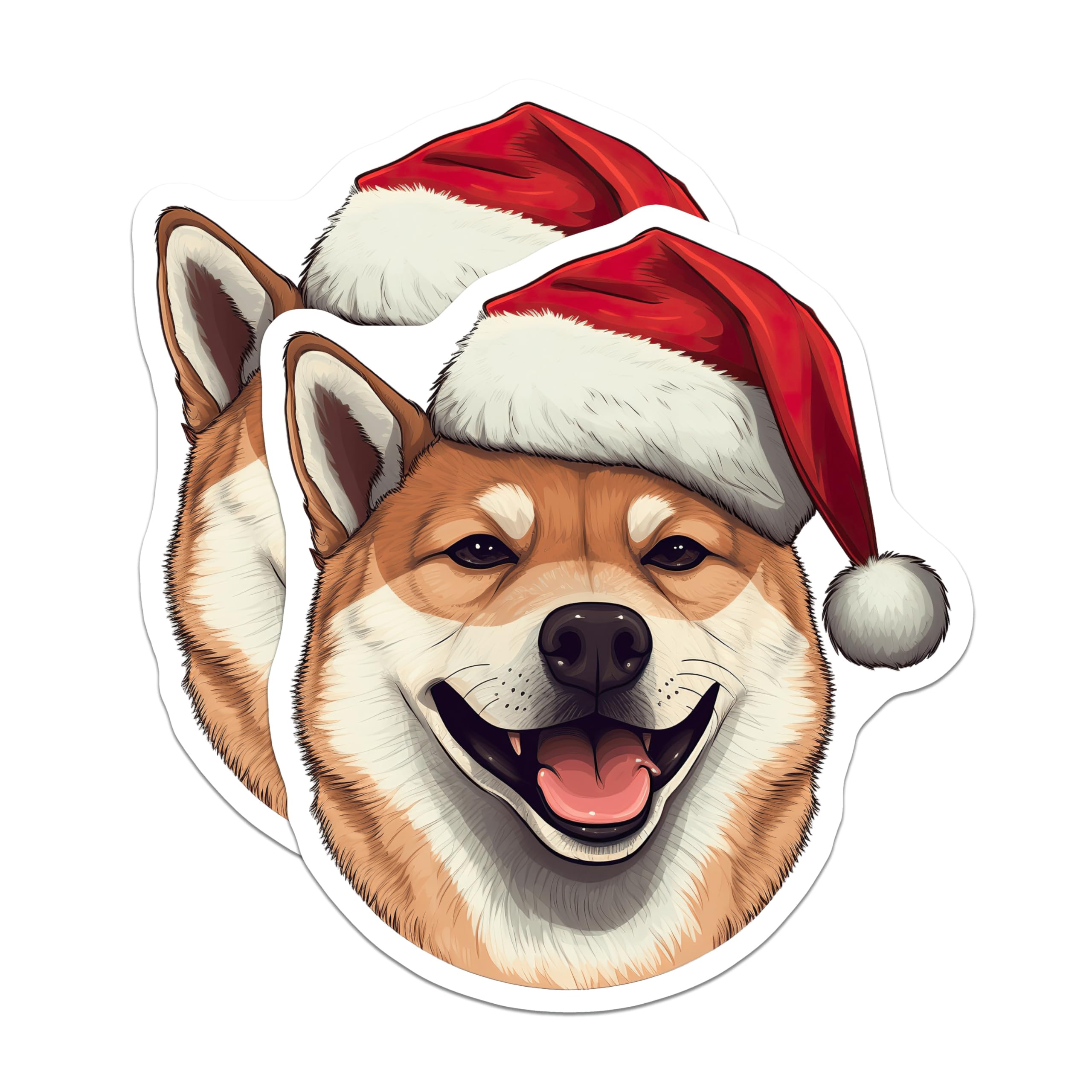 (2 Pack) Shiba Inu Christmas Magnets - Santa Dog Holiday Decor - Pet Parent Xmas Decoration - 5 Inches On Longest Side - Thick Durable Magnet - Made in USA - MAG28593