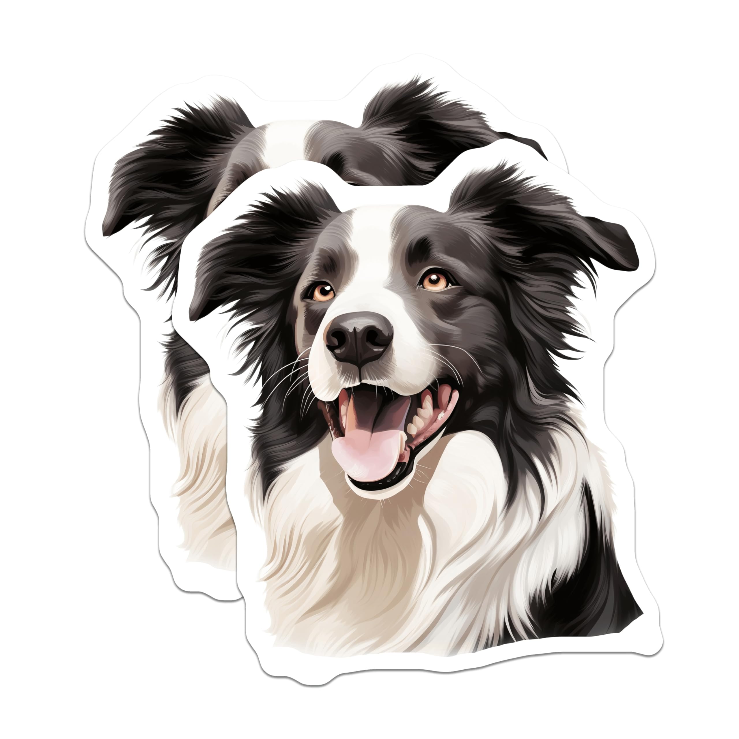 (2 Pack) Border Collie Magnets - Dog Lover Decor - Pet Parent Present - Happy Canine Refrigerator Artwork - 5 Inches On Longest Side - Thick Durable Magnet - Made in USA - MAG25726